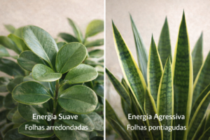 folhas arredondadas e pontiagudas no feng shui